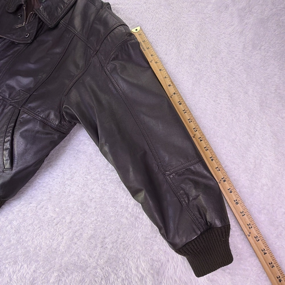 Vintage Hill & Archer Black Bomber Soft Leather Jacket Mens Large (44) Full Zip - Picture 8 of 11